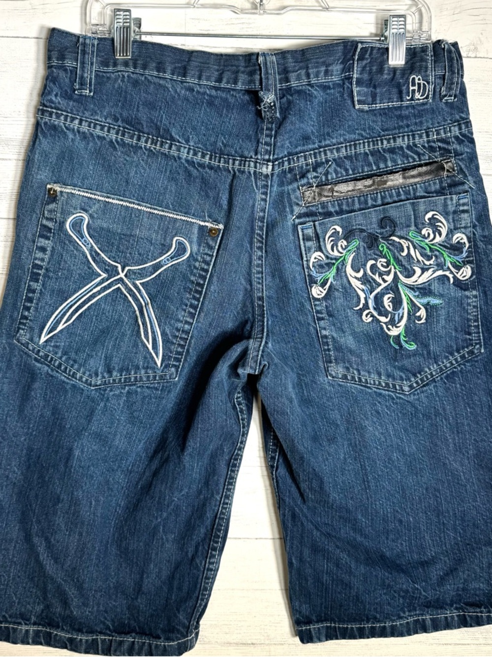 Vintage Artful Dodger Jean Shorts 34 Blue 14” Inseam Jorts Hip Hop Skater Baggy